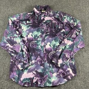 Vintage Roper Shirt Womens All Over‎ Print M Western Button Long Sleeve Made USA